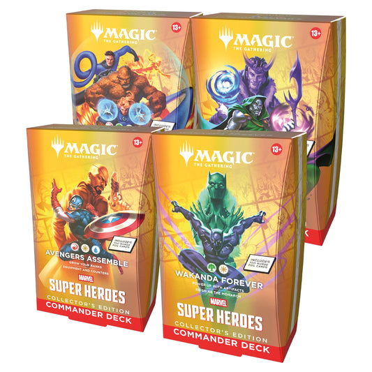 Magic: The Gathering | Marvel Super Heroes Collector’s Edition Commander Deck Bundle - Includes All 4 Surge Foil Decks (Avengers Assemble, Wakanda Forever, The Fantastic Four, Doom Prevails)