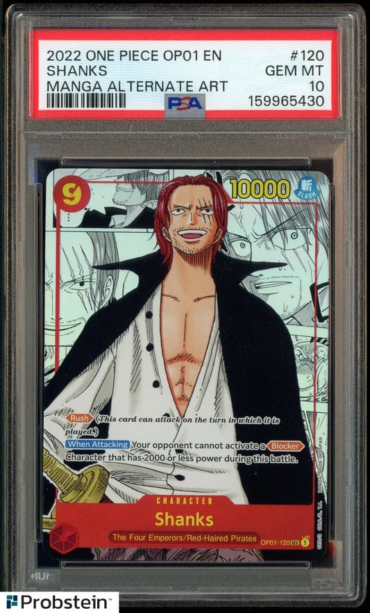 2022 One Piece OP01 EN Manga Alternate Art #120 Shanks PSA 10 GEM MINT